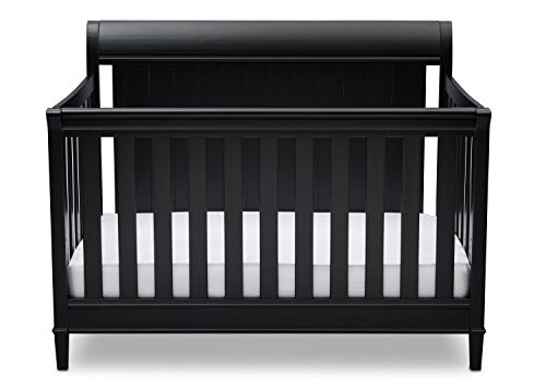 Delta Children New Haven 4-in-1 Convertible Crib, Charcoal Grey with Twinkle Stars Crib & Toddler Mattress