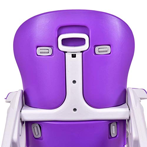 HONEY JOY Baby High Chair, 4-in-1 Convertible Baby Highchair/Booster Seat/Toddler Recliner Chair/Table and Chair Set, Footrest & Safety Harness, 3-Position Adjustable Feeding Tray for Infants(Purple)