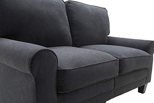 Serta Copenhagen Sofa Couch for Two People, Pillowed Back Cushions and Rounded Arms, Durable Modern Upholstered Fabric, 61" Loveseat, Charcoal