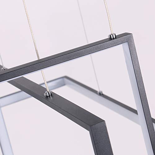 Leniure Black Square Cube LED Light Pendant Lamp Chandelier Lighting Fixture 34" Wide 16" Deep 20" High, Warm White 3000K