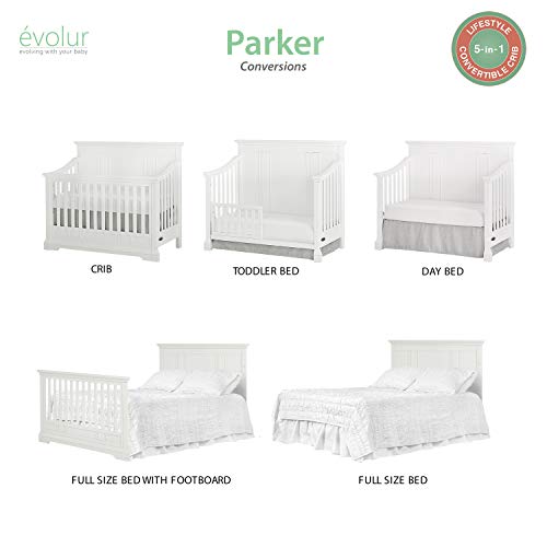 Evolur Parker 5 in 1 Convertible Crib in 2 Tone, White and Dove Grey