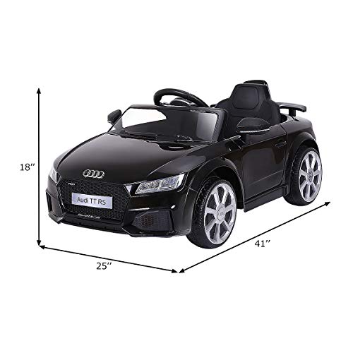 Costzon Kids Ride On Car, 12V Licensed Audi TT RS, Remote Control Manual Two Modes Operation, MP3 Lights (Deluxe Black)