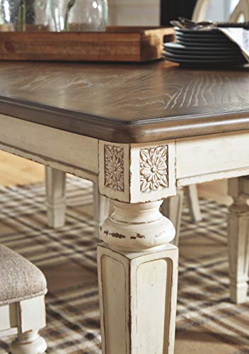 Signature Design by Ashley Realyn French Country Dining Extension Table, Seats up to 8, Chipped White