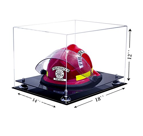 Better Display Cases Clear Acrylic Fireman's Helmet Large Display Case with Silver Risers (A014-SR)