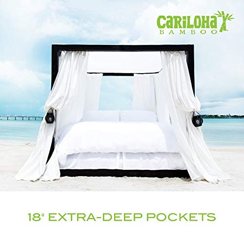 Cariloha Classic Bamboo Sheets 4 Piece Bed Sheet Set - Softest Bed Sheets and Pillow Cases - Lifetime Protection (Queen, Ivory)