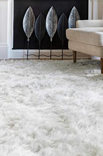 nuLOOM Latonia Silken Shag Rug, 5' x 8', Pearl White