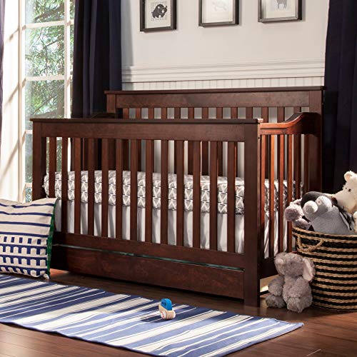 DaVinci Piedmont 4-in-1 Convertible Crib with Toddler Bed Conversion Kit in Espresso | Greenguard Gold Certified