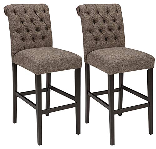 Signature Design By Ashley - Tripton Tall Upholstered Barstool - Set of 2 - Casual Style - Medium Brown