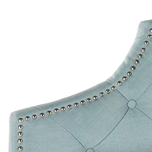 Safavieh Arebelle Sky Blue Upholstered Tufted Headboard - Silver Nailhead (King)