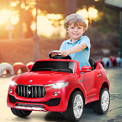 Costzon Kids Ride On Car, Licensed Maserati Battery Powered Vehicle, Parental Remote Control and Manual Modes Swing Function Red