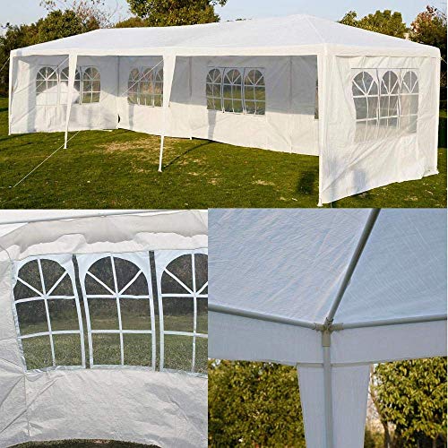 10'x30' Party Canopy Tent Outdoor Wedding Waterproof Gazebo Pavilion w/5 Removable Sidewalls Heavy Duty Camping Shelter BBQ Pavilion Canopy, White