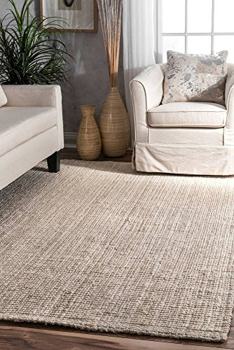 nuLOOM Ashli Handwoven Solid Jute Rug, 8' 6" x 11' 6", Off White