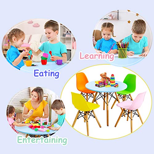 Costzon Kids Table and Chair Set, Kids Mid Century Modern Style Table Set for Toddler Children 5-Piece Set