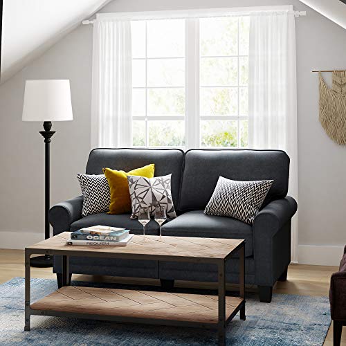 Serta Copenhagen Sofa Couch for Two People, Pillowed Back Cushions and Rounded Arms, Durable Modern Upholstered Fabric, 61" Loveseat, Charcoal