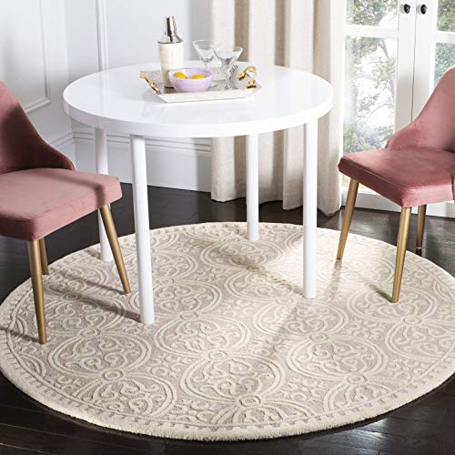 Safavieh Cambridge Collection CAM123M Handmade Moroccan Wool Area Rug, 6' x 6' Round, Light Pink/Ivory