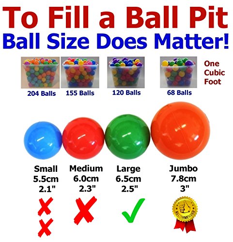 My Balls Pack of 500 Jumbo 3" Crush-Proof Ball Pit Balls - 5 Bright Colors, Phthalate Free, BPA Free, PVC Free, Non-Toxic, Non-Recycled Plastic (Standard Grade, Pack of 500)