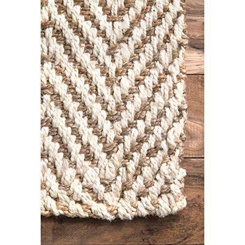 nuLOOM Vania Chevron Jute Rug, 9' 6" x 13' 6", Off White