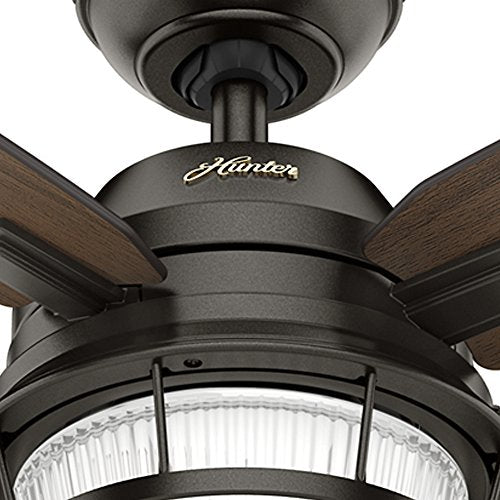 Hunter Indoor / Outdoor Ceiling Fan with LED Light and pull chain control - Ocala 52 inch, Nobel Bronze, 59214