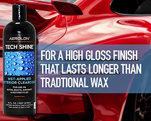 Aerolon - Tech Shine - Fast Wet-Applied Coating - Polymeric Car Wax - Top Coat Polish and Sealer - One 5-Mins Application to Hydrophobic Shine and Protect All Exterior Car Surfaces - 1 Gallon Jug