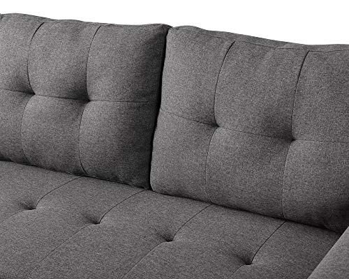 Lilola Home Lucca Linen Reversible Sleeper Sectional Sofa Steel Gray