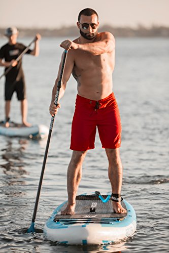 iROCKER All-Around Inflatable Stand Up Paddle Board 11' Long 32" Wide 6" Thick SUP Package (White/Blue Stripe 2018)