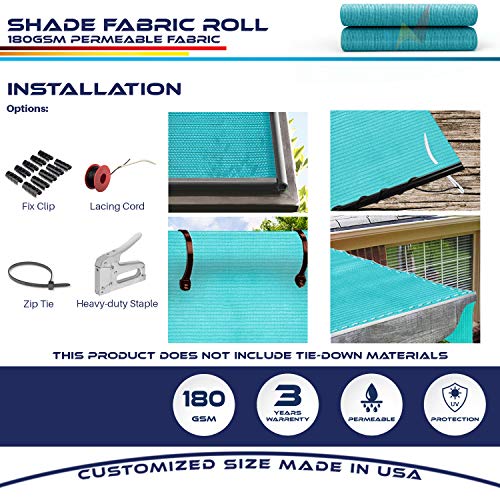 Windscreen4less Turquoise Green Sunblock Shade Cloth,95% UV Block Shade Fabric Roll 6ft x 190ft