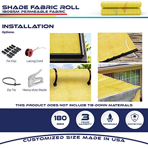 Windscreen4less Canary Yellow Sunblock Shade Cloth,95% UV Block Shade Fabric Roll 6ft x 159ft