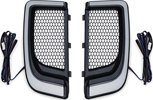 Kuryakyn 5064 Motorcycle Lighting Accessory: Tracer LED Running Light/Turn Signal Fairing Lower Grills for 2014-20 Harley-Davidson Motorcycles, Satin Black, 1 Pair