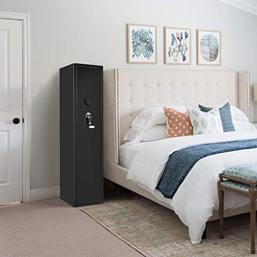 Large Rifle Safe, Pataku Long Gun Safes for Rifle Shotgun for Home Quick Access 4-Gun Storage Cabinet with Digital Keypad and Removable Shelf for Handgun/Ammo(Metal Steel Frame)