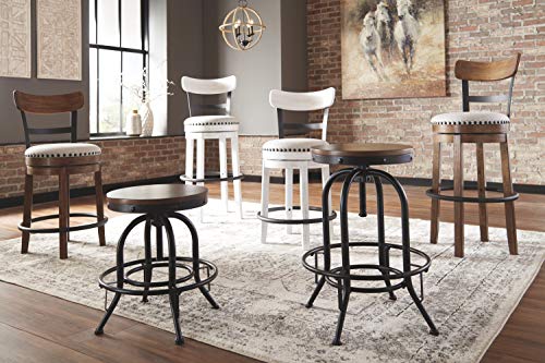 Signature Design by Ashley Valebeck 24" Modern Swivel Counter Height Barstool, Whitewash