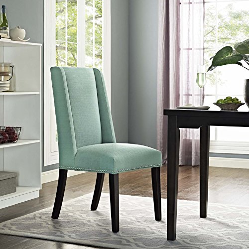 Modway MO- Baron Modern Tall Back Wood Upholstered Fabric, Dining Chair, Laguna