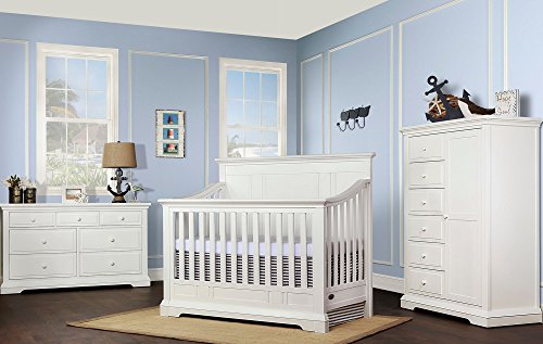 Evolur Parker 5 in 1 Convertible Crib in 2 Tone, White and Dove Grey