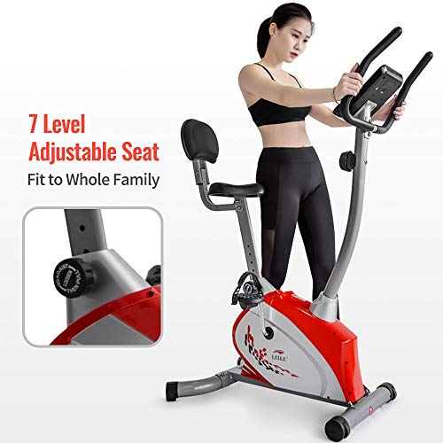 leikefitness Exercise Bike easy to assemble Magnetically Controlled Stationary spin bike Indoor Cycling Upright Bike for Home Gym Cardio Workout 600C (RED)