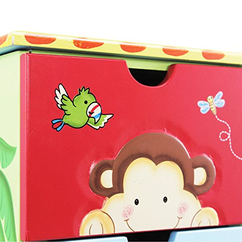 Fantasy Fields - Sunny Safari Animals Durable Wooden Hand Crafted Kids Storage Cabinet with 5 Drawers - Blue