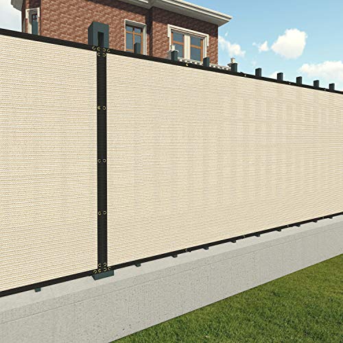 Patio Paradise 6' x 112' Tan Beige Fence Privacy Screen, Commercial Outdoor Backyard Shade Windscreen Mesh Fabric with Brass Gromment 90% Blockage- 3 Years Warranty (Customized