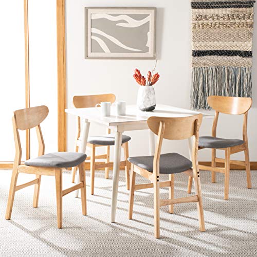 Safavieh Home Lucca Retro Natural and Grey Cushion Dining Chair, Set of 2