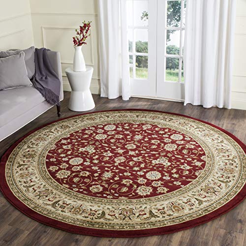 Safavieh Lyndhurst Collection LNH312A Traditional Oriental Red and Ivory Round Area Rug (8' Diameter)