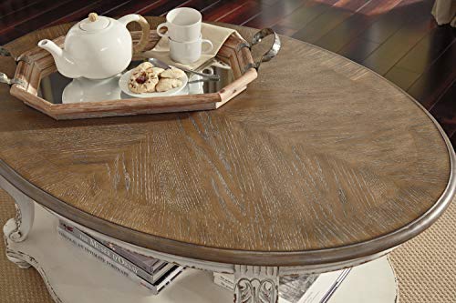 Signature Design by Ashley Realyn Casual Cottage Coffee Table, Antique White & Brown