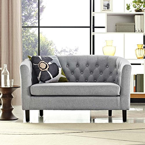 Modway Prospect Upholstered Contemporary Modern Loveseat In Light Gray