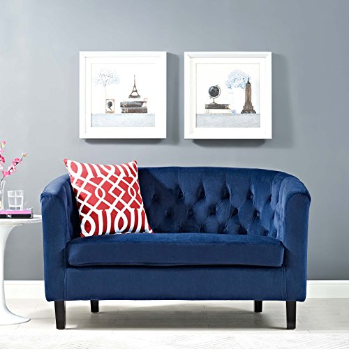 Modway Prospect Velvet Upholstered Contemporary Modern Loveseat In Navy