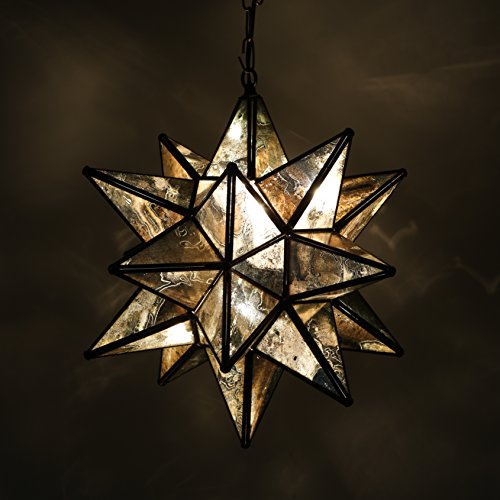 Large Glass Star Pendant Lights (18 Inch, Mirror)