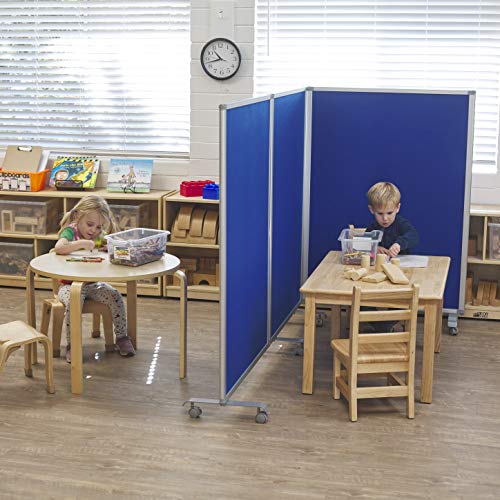 ECR4Kids Mobile Flannel Felt Room Divider and Partition, Double-Sided, Rolling Caster Wheels, Lesson Board, Mobile Wall for Classrooms and Offices, Collapses for Easy Storage, 6-Panel