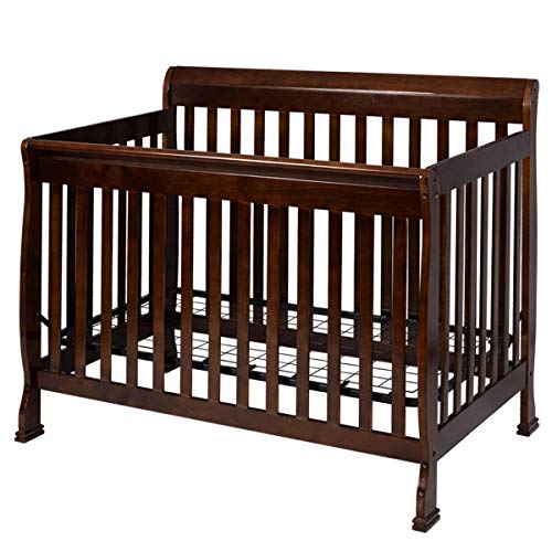 Costzon Baby Convertible Crib, Solid Wood Construction Toddler Nursery Bed (Espresso)