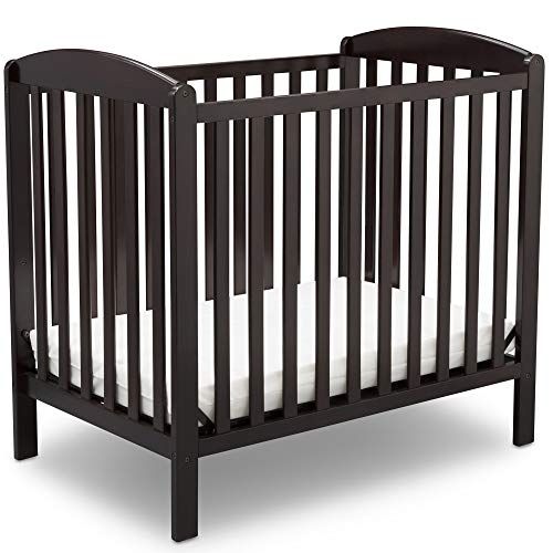 Delta Children Emery Mini Convertible Baby Crib with Mattress, Dark Chocolate