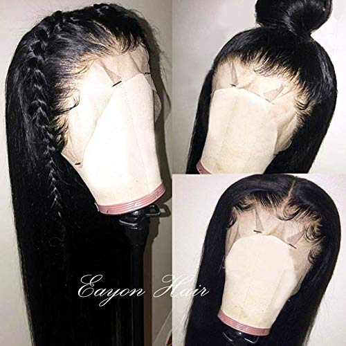 Eayon 360 Lace Frontal Wigs Natural Straight Brazilian Remy Human Hair Lace Wigs with Baby Hair for Women 22inch Natural Color 150% Density