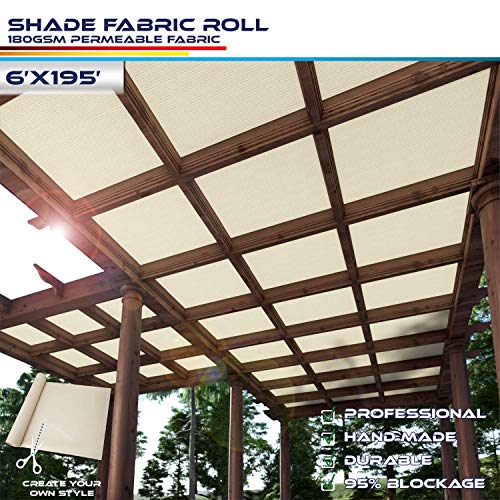 Windscreen4less Beige Sunblock Shade Cloth,95% UV Block Shade Fabric Roll 6ft x 195ft