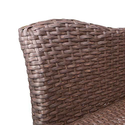 Barton Outdoor Patio Swivel Bar Stool Armrest with Footrest Rattan Crawford Sunbrella Weather-Resistant Fabric Cushion (Set of 2)