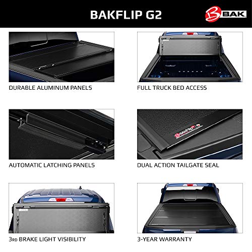 BAK BAKFlip G2 Hard Folding Truck Bed Tonneau Cover | 226427 | Fits 2016 - 2021 Toyota Tacoma w/ OE track system 6' 2" Bed (73.7")