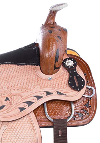 Acerugs 14” 15” 16” 17” Blue Black Pink Purple Western Inlay Barrel Racing Show Horse Saddle TACK Set Premium Leather (Wings, 14)