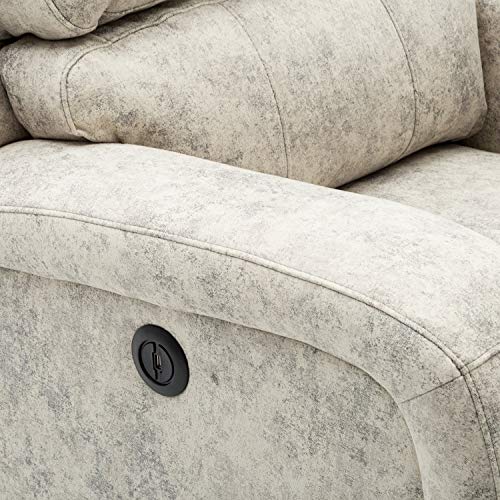 Bonzy Home Power Recliner Chair Air Suede  Overstuffed Electric Faux Suede Leather Recliner Chair with USB Charge Port Light Gray